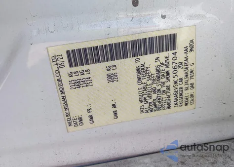 2022 Nissan Maxima Sr Xtronic Cvt z USA, uszkodzony, nr VIN 1N4AA6EV5NC506704